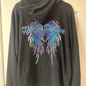 Harley-Davidson Black Hoodie with Vibrant Wing Graphic